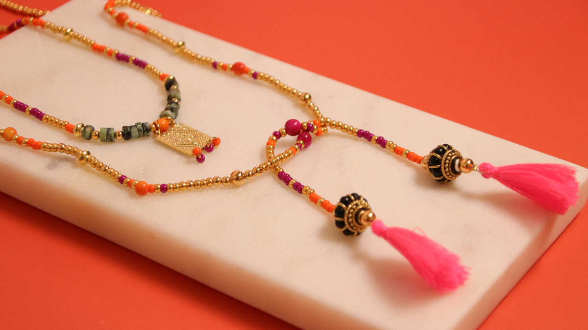 Gioielli boho fai da te con perline di semi colorati e perline di gemme heishi : Tappa 7