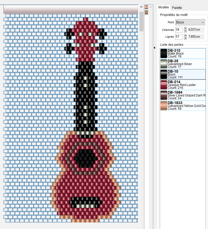Schema Tessitura di perline per Ukulele strumento musicale Miyuki Delicas Schema Tessitura di perline per Ukulele strumento musicale Miyuki Delicas