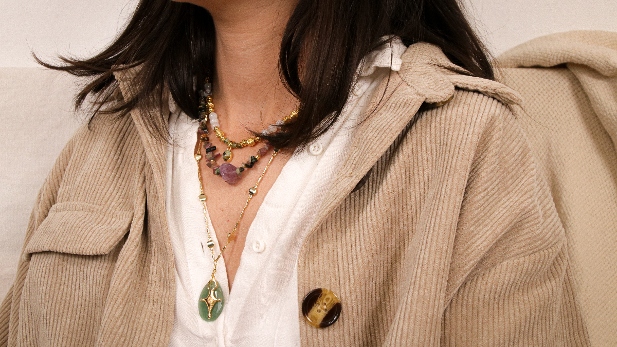 Gioielli fai da te Collana bohémien chic a più fili con perle di pietra naturale