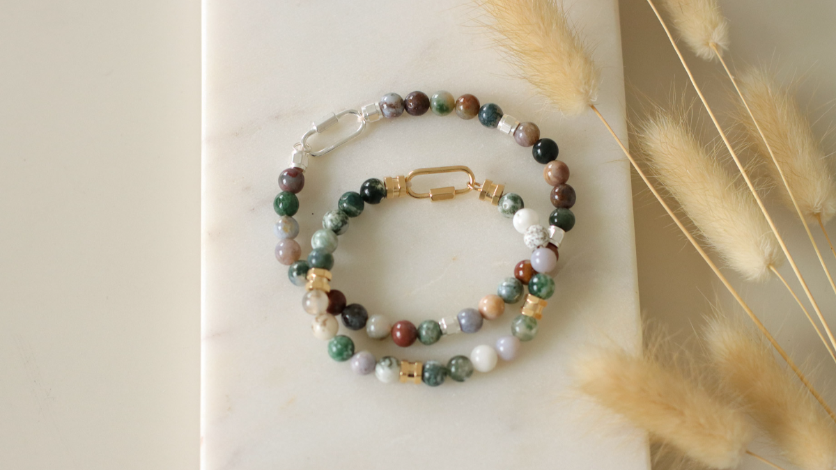 Duo di braccialetti di San Valentino in gemme e argento 925