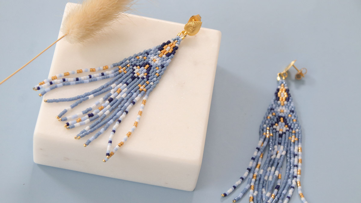 Schema Doppio punto di tessitura a mattoni Griglia Miyuki Orecchini pendenti