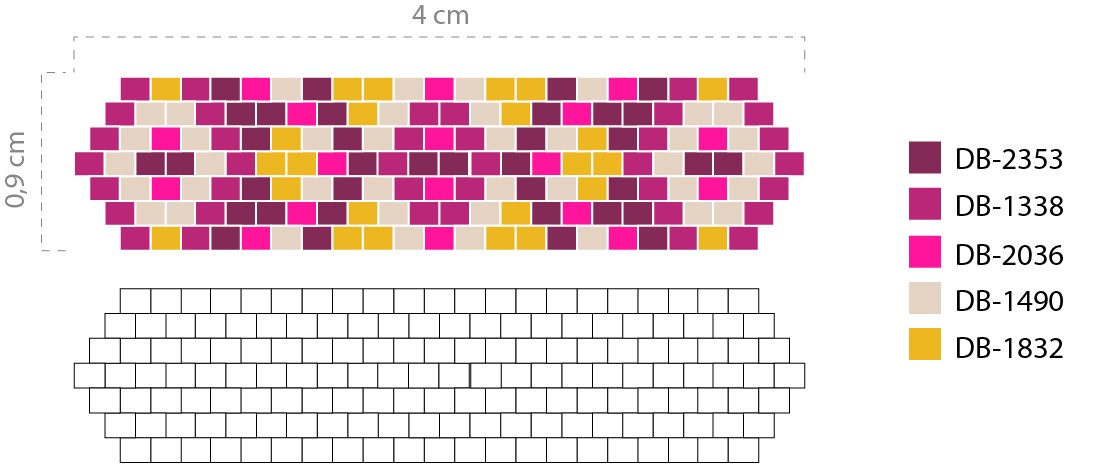 Schema Mini bracciale Miyuki in Peyote fucsia