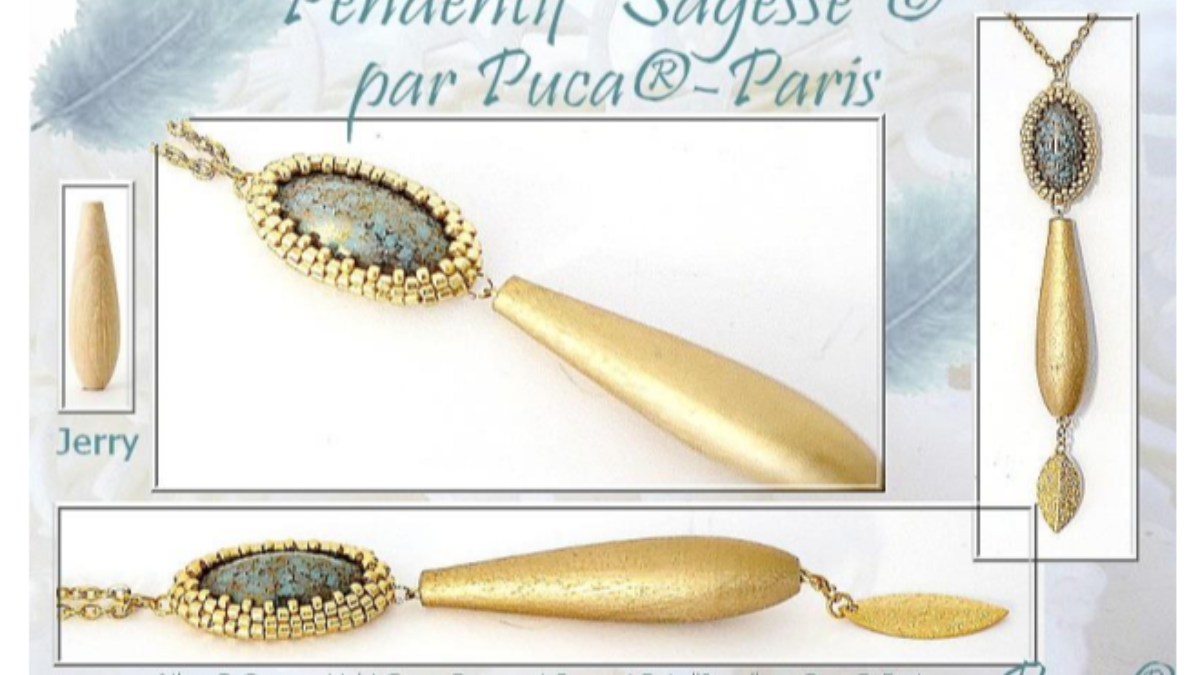 Ciondolo Wisdom con supporto in legno Jerry e perle di vetro Athos di Puca