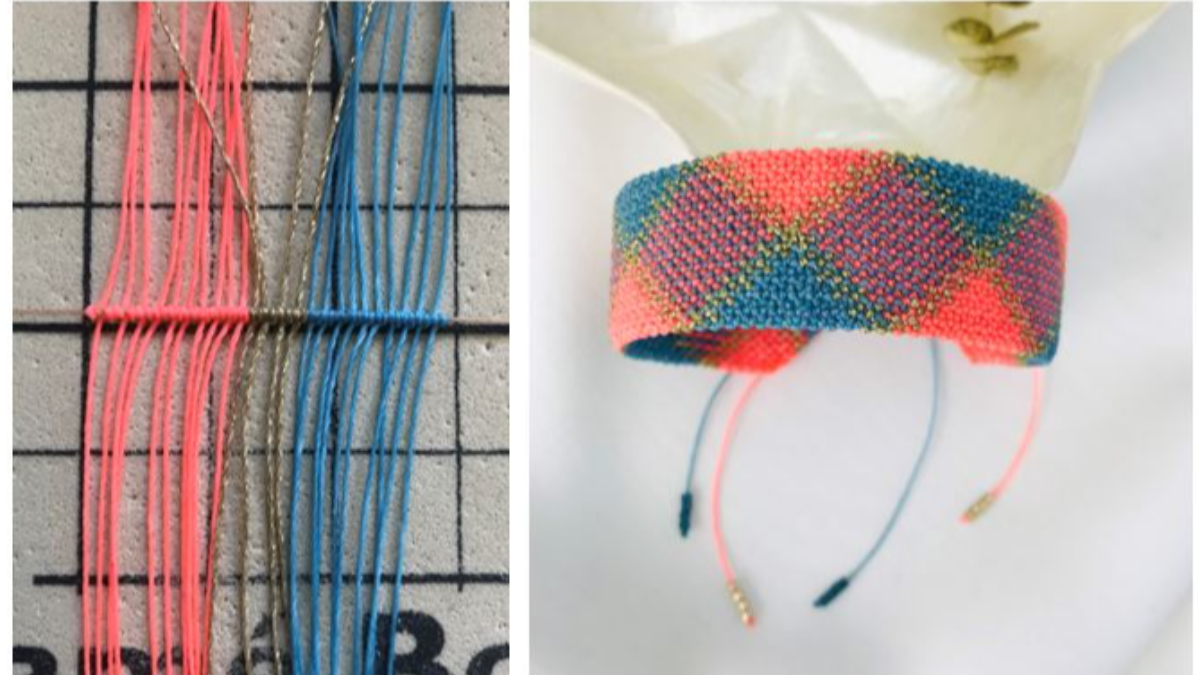 Braccialetti a tinta unita o fantasia in micro macramè con filo cerato Linhasita : Tappa 24