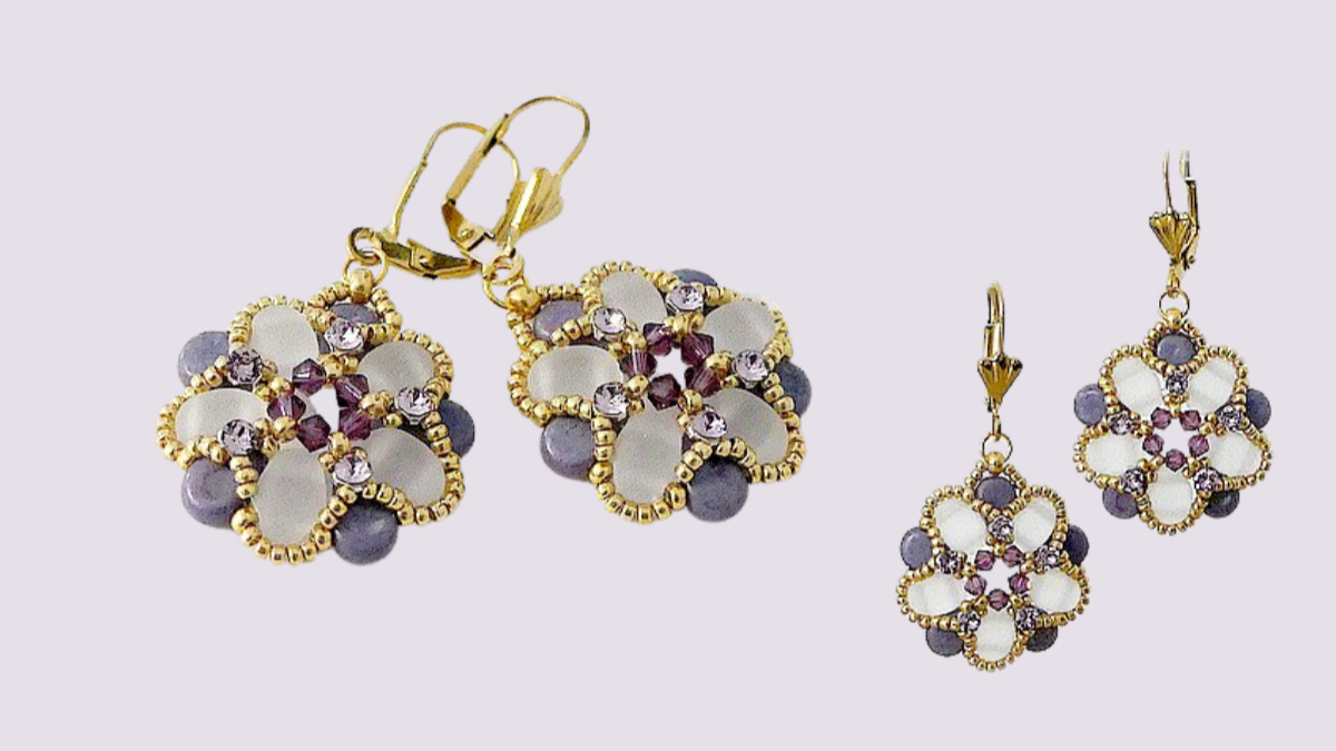 Orecchini Tuto Fiori di Marte di Puca con perle Amos e Samos Orecchini Tuto Fiori di Marte di Puca con perle Amos e Samos