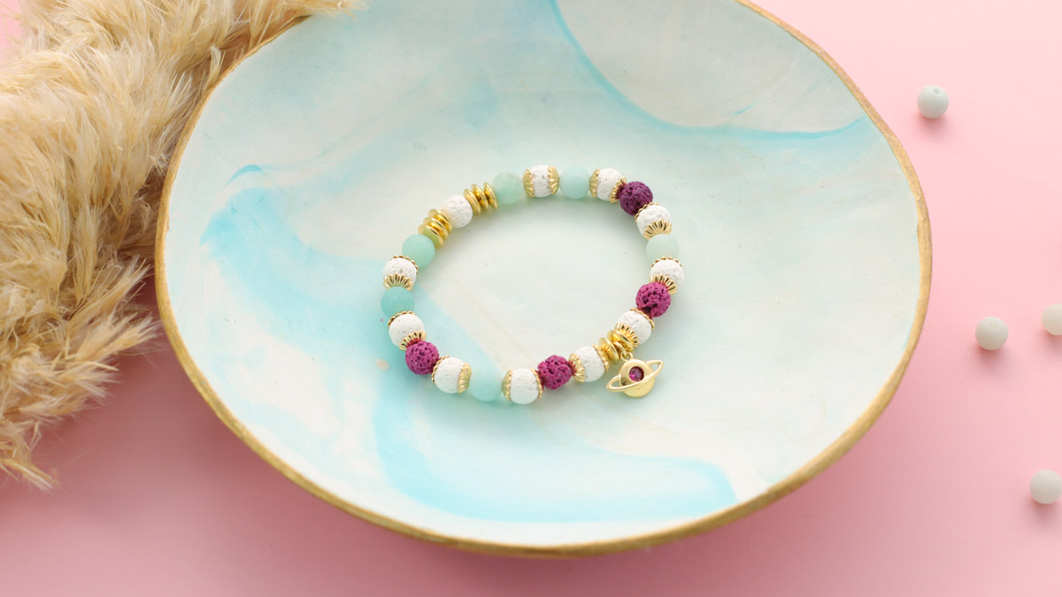 Set Regalo Per Padrino: Bracciale Elastico Con Perline In Pietra Naturale, Busta E Biglietto 'Möchtest Du Mein Patenonkel Werden?' - 3
