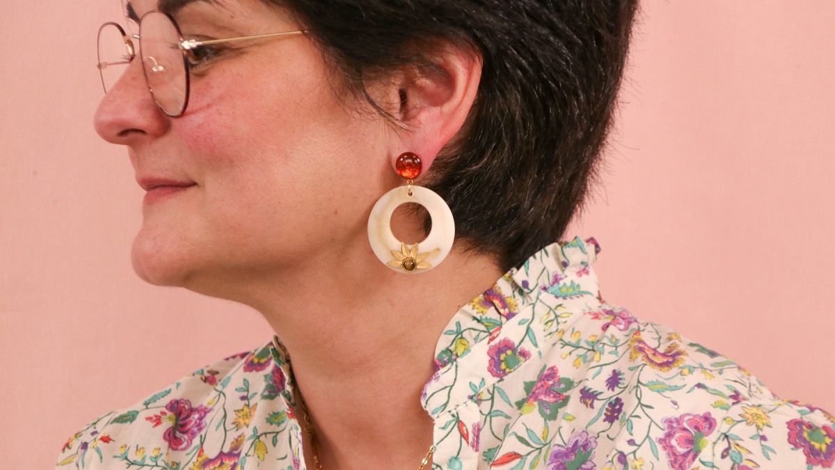 Schema Orecchini cabochon in resina e pietre preziose