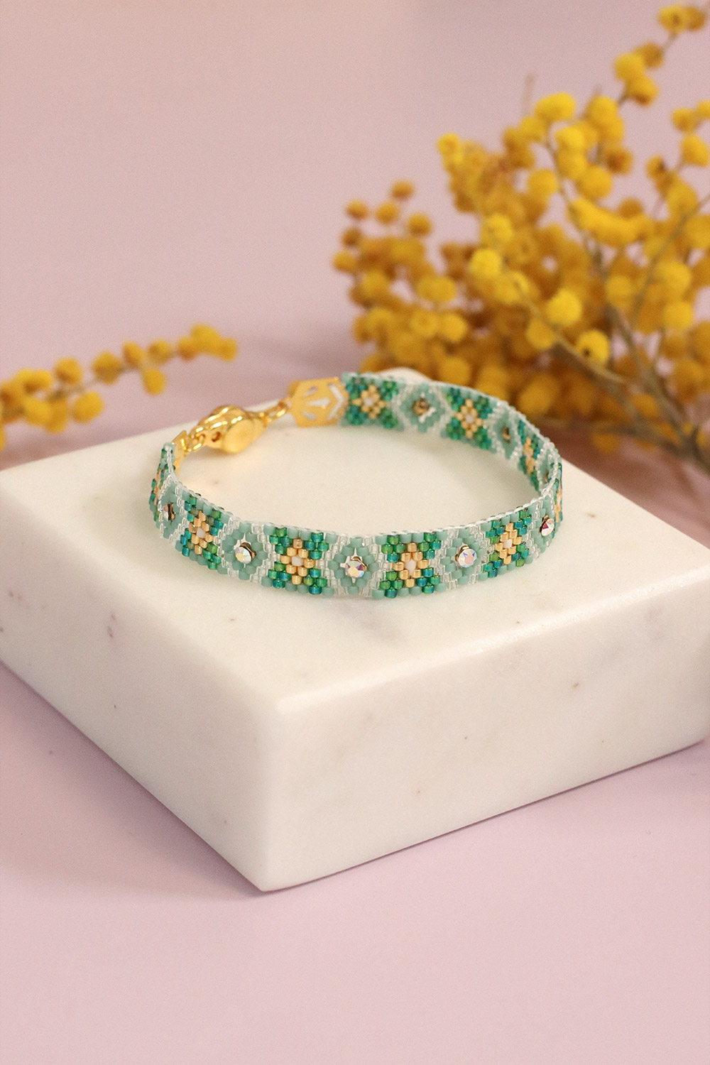 Schema Bracciale Miyuki Peyote Impair con inserto PureCrystal Mesh