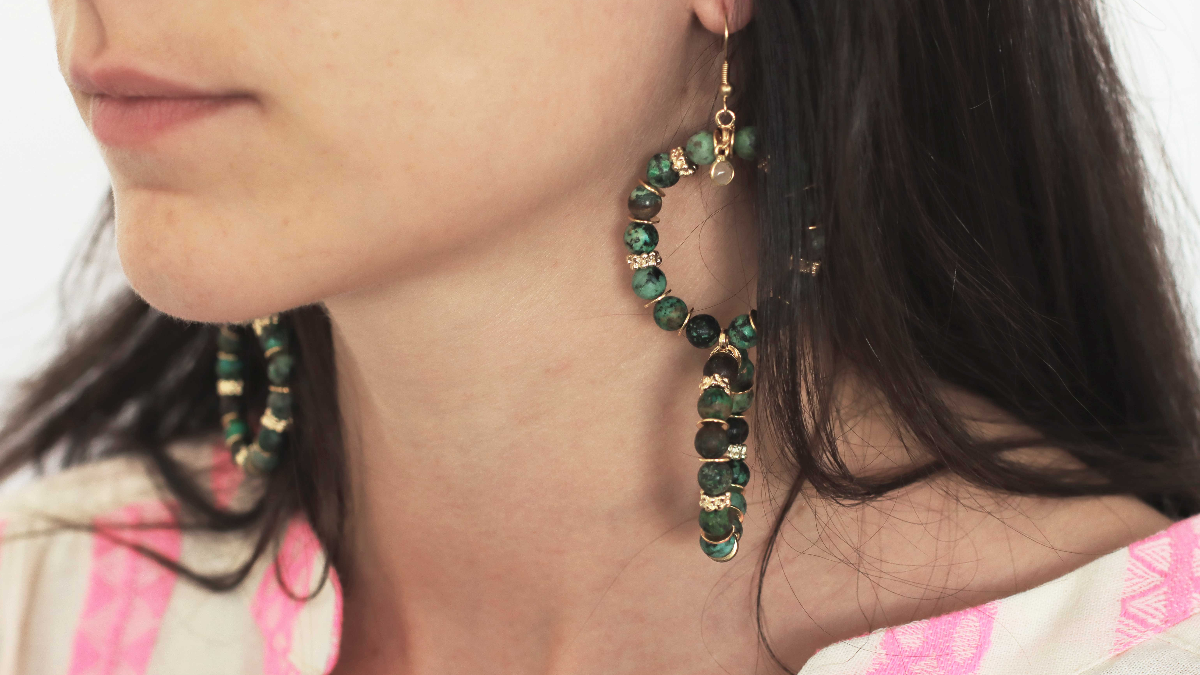 Schema Originali orecchini a doppio cerchio con pietre preziose