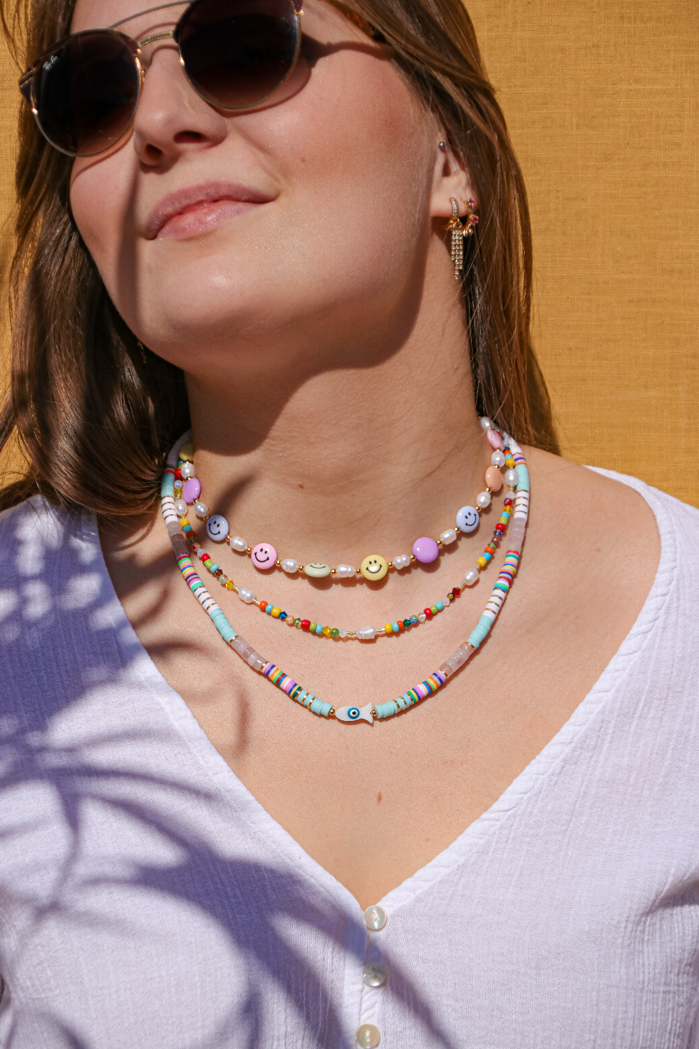 Schema Collane colorate fai da te per l'estate con perline heishi e smiley