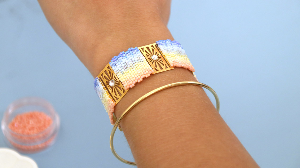 Schema Bracciale Miyuki Peyote Doppia alba sfumata Schema Bracciale Miyuki Peyote Doppia alba sfumata