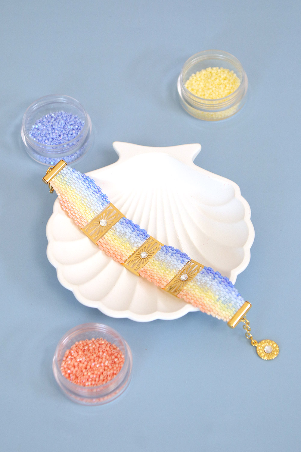 Schema Bracciale Miyuki Peyote Doppia alba sfumata Schema Bracciale Miyuki Peyote Doppia alba sfumata