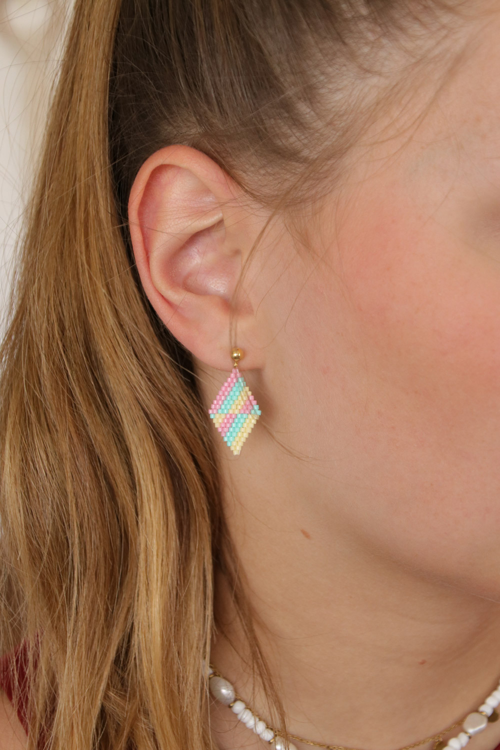 Schema Orecchini di diamanti con perle Miyuki modello punto Brick