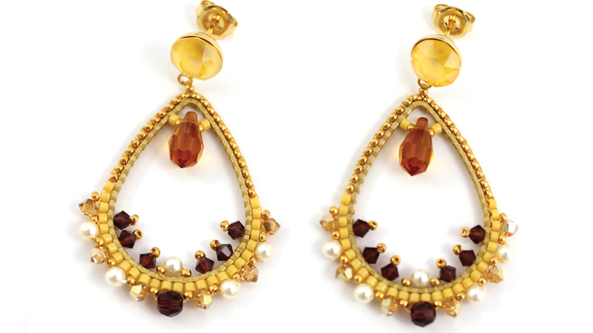 Orecchini a goccia Brick Stitch con cristalli e perline Miyuki : Tappa 12