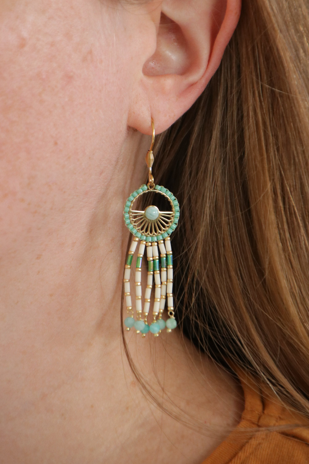 Schema Orecchini Miyuki Delica e Bugles turchesi