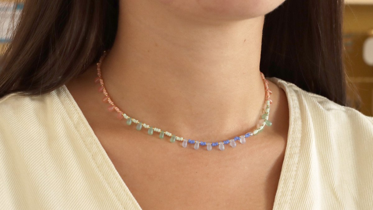 Collana di perline Miyuki in perline di semi e Long Drop Pastel