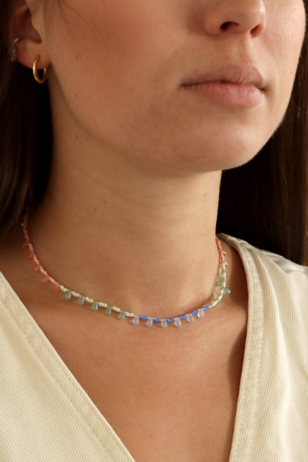 Schema Collana di perline Miyuki in perline di semi e Long Drop Pastel