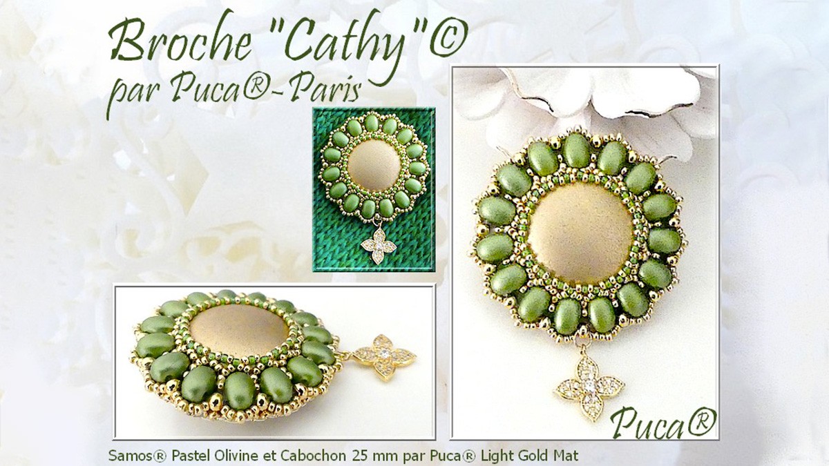 Schema Spilla Tuto Cathy con perline Samos e cabochon Beads by Puca®.