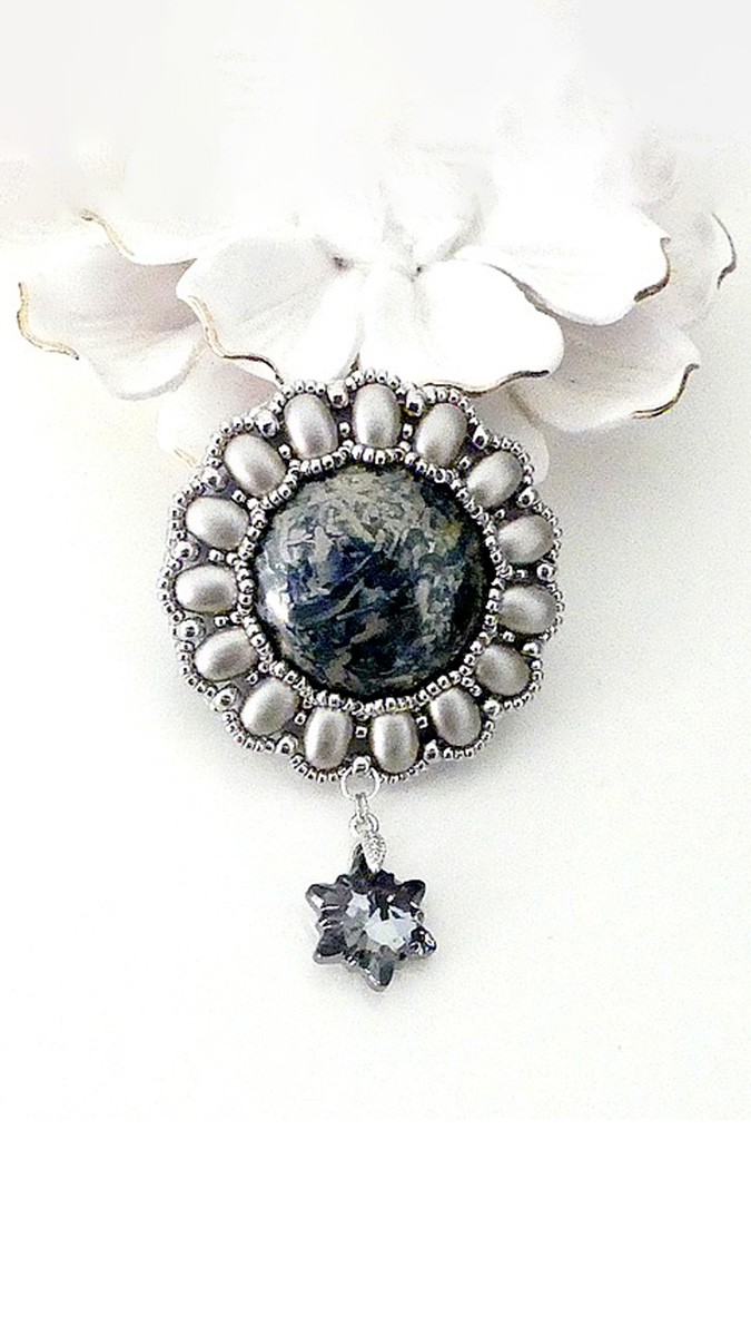 Schema Spilla Tuto Cathy con perline Samos e cabochon Beads by Puca®.