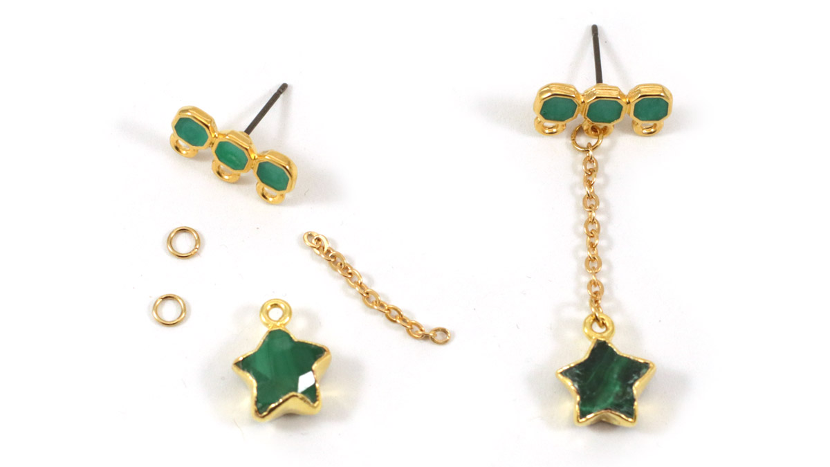 Orecchini pendenti in malachite : Tappa 1