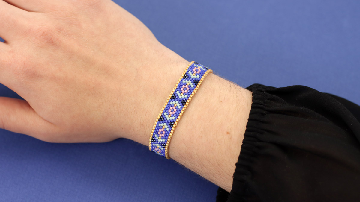 Schema Bracciale elastico Tuto Peyote blu