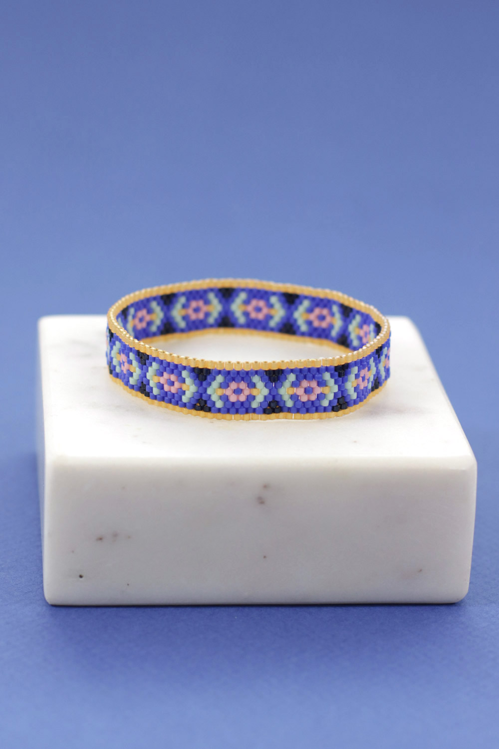 Schema Bracciale elastico Tuto Peyote blu