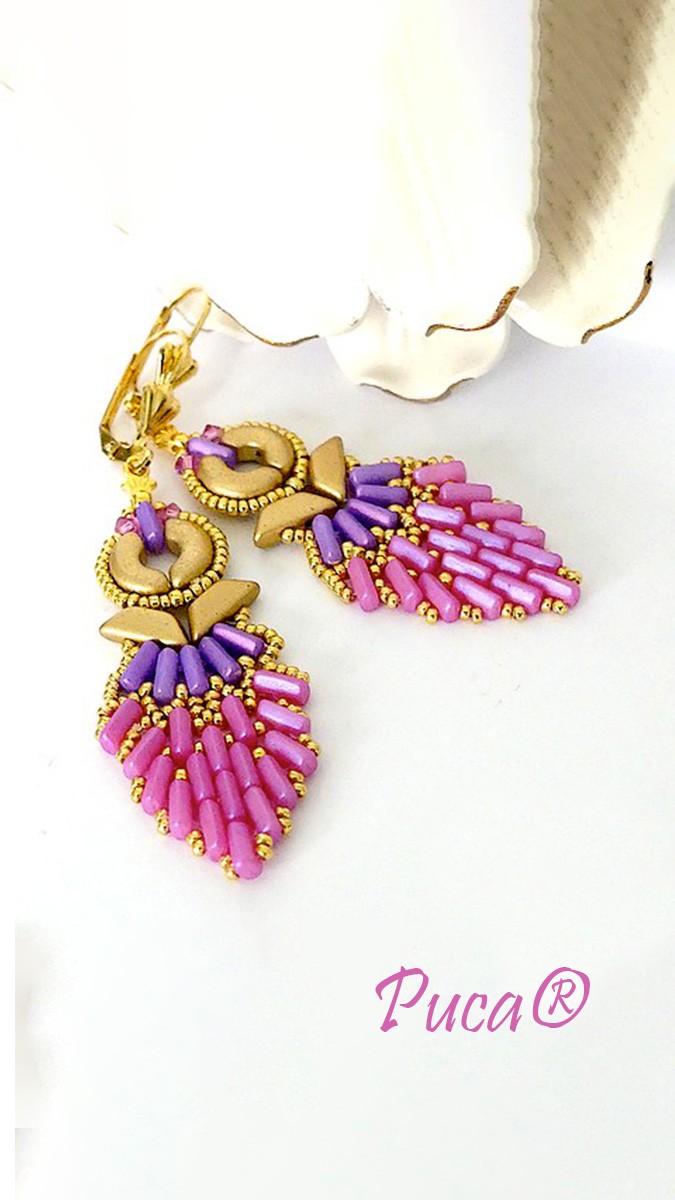 Schema Orecchini Balla con perle Piros di Puca®. Schema Orecchini Balla con perle Piros di Puca®.