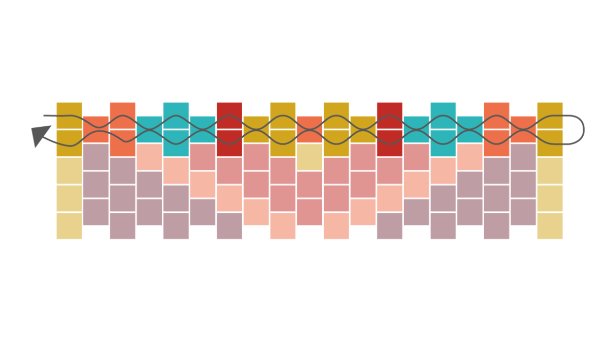 Tessitura di un bracciale Miyuki a griglia in Peyote dispari : Tappa 2 Tessitura di un bracciale Miyuki a griglia in Peyote dispari : Tappa 2