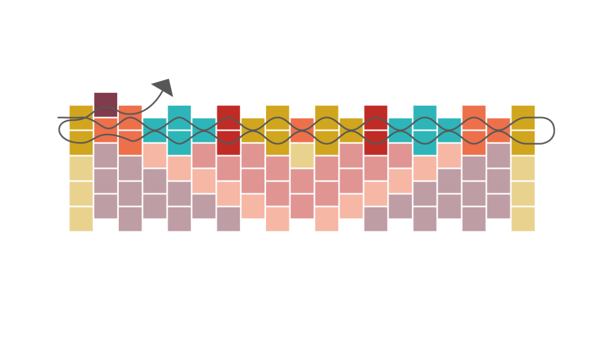 Tessitura di un bracciale Miyuki a griglia in Peyote dispari : Tappa 3 Tessitura di un bracciale Miyuki a griglia in Peyote dispari : Tappa 3
