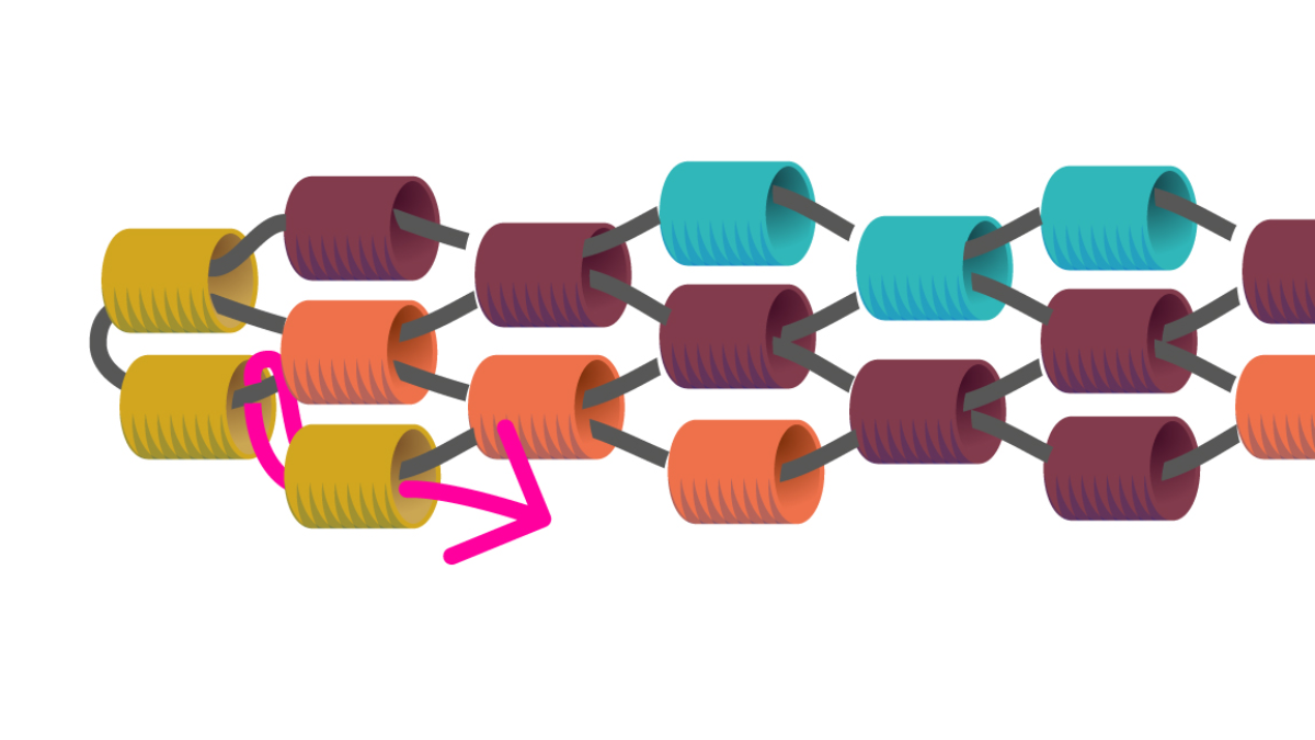 Tessitura di un bracciale Miyuki a griglia in Peyote dispari : Tappa 8 Tessitura di un bracciale Miyuki a griglia in Peyote dispari : Tappa 8