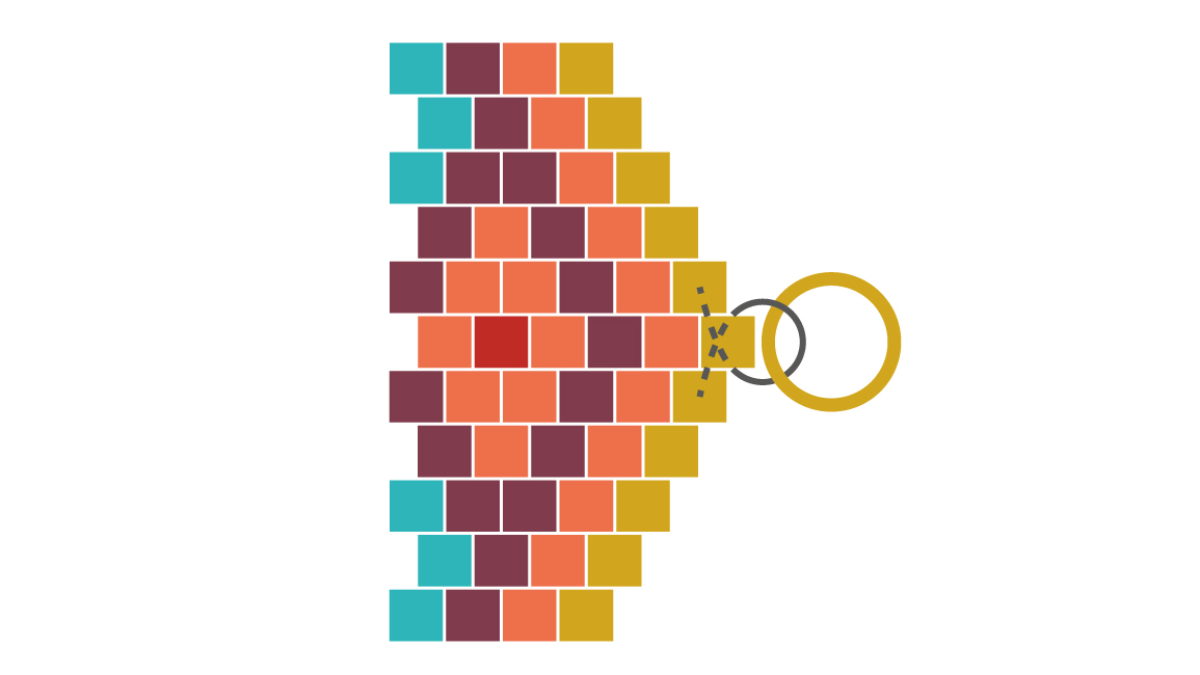 Tessitura di un bracciale Miyuki a griglia in Peyote dispari : Tappa 9 Tessitura di un bracciale Miyuki a griglia in Peyote dispari : Tappa 9