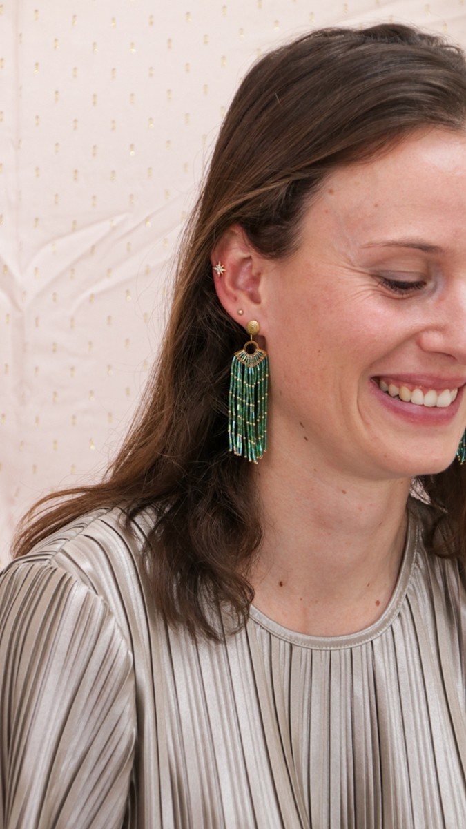 Schema Orecchini pendenti in acciaio inossidabile Miyuki Bugles Gold