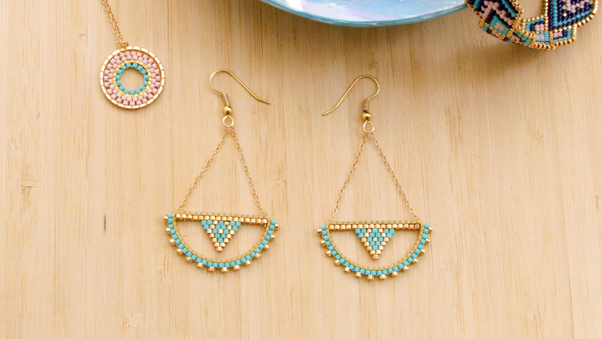 Schema Orecchini a semicerchio Miyuki Brick Stitch