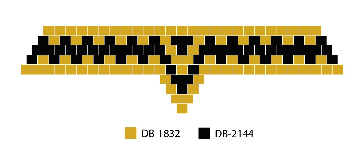 Schema Collana Miyuki con griglia di tessitura in nero e oro Brick Stitch