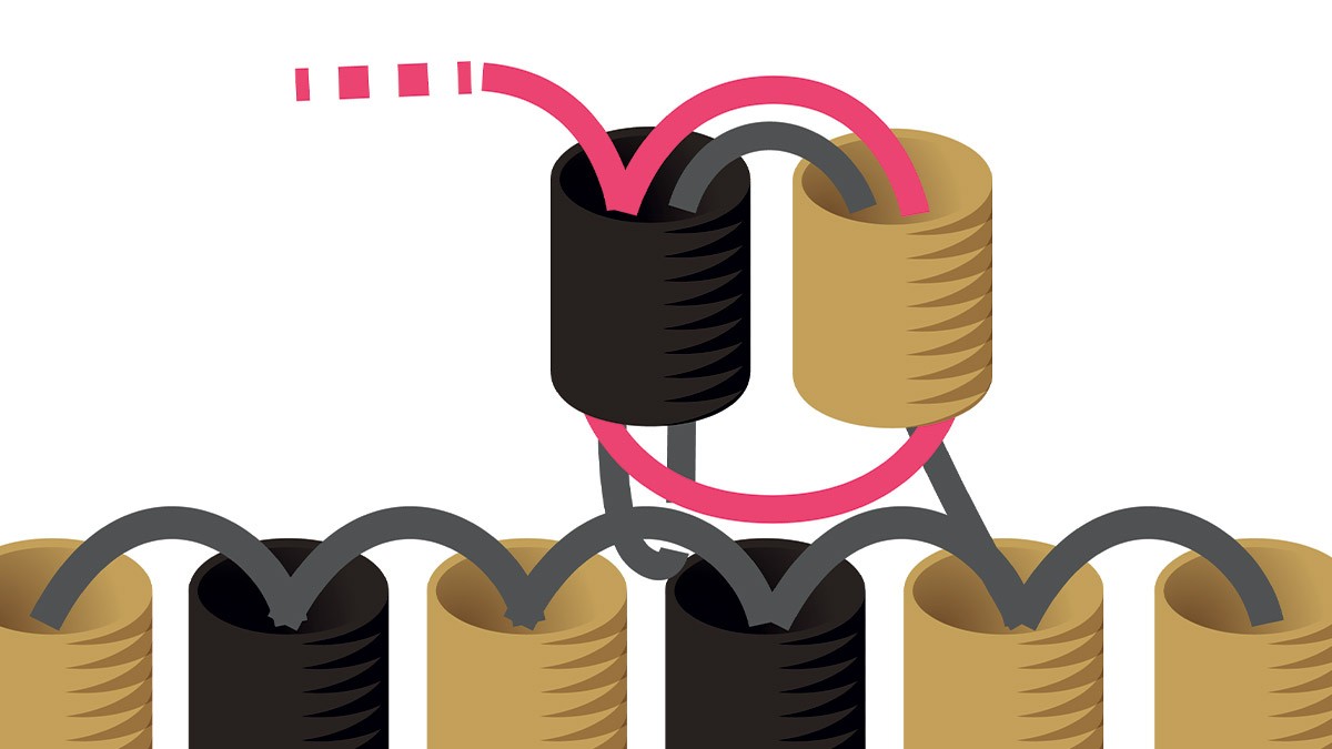 Collana Miyuki con griglia di tessitura in nero e oro Brick Stitch : Tappa 6