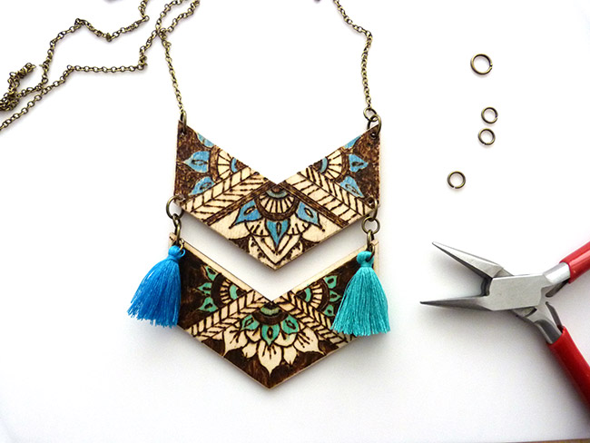 Maglia con scheda chevron pyrographed legno : Tappa 6