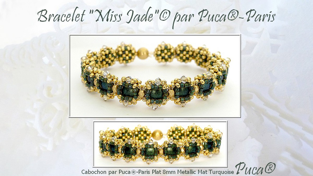 Bracciale Miss Jade con cabochon in vetro di Puca®.