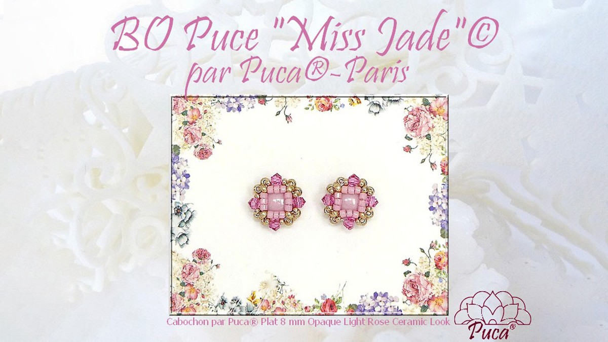 Schema Bracciale Miss Jade con cabochon in vetro di Puca®. Schema Bracciale Miss Jade con cabochon in vetro di Puca®.