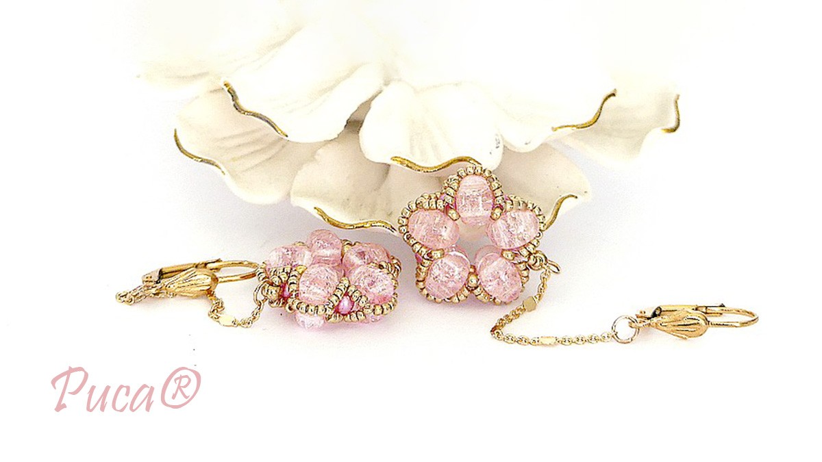 Schema Orecchini di perle Samos di Puca®, con aquilegia Schema Orecchini di perle Samos di Puca®, con aquilegia