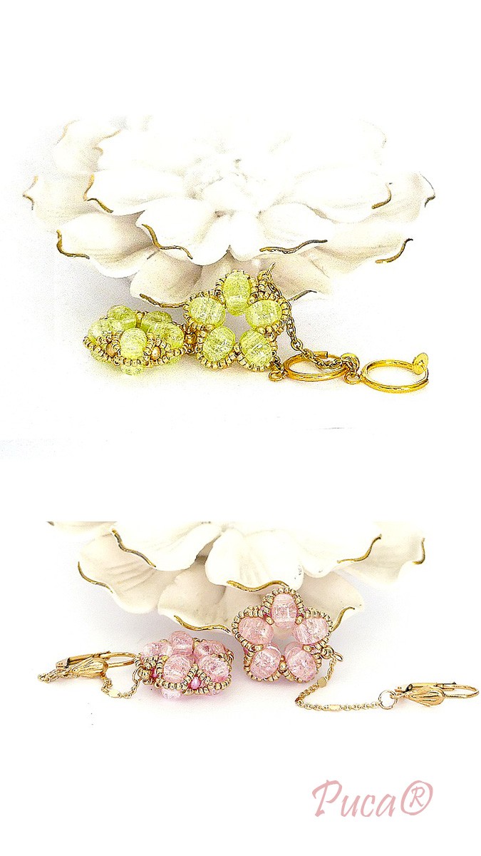 Schema Orecchini di perle Samos di Puca®, con aquilegia Schema Orecchini di perle Samos di Puca®, con aquilegia