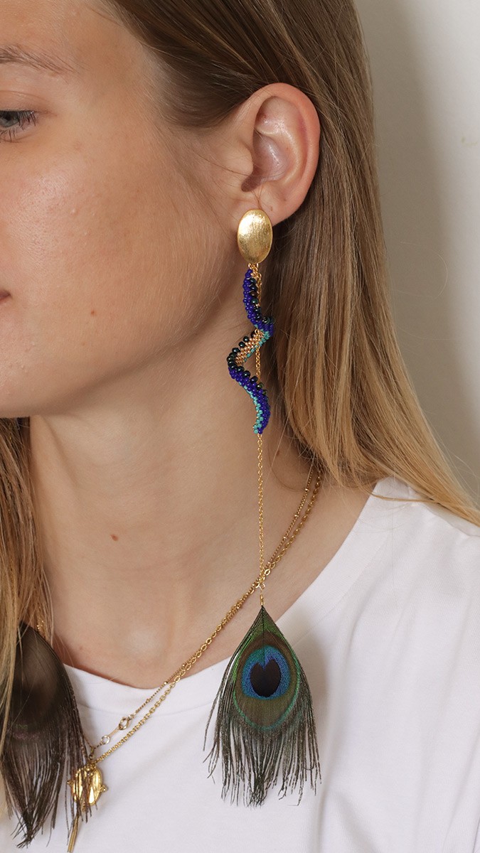 Schema Orecchini pendenti Cellini con trama peyote piatta a effetto spirale