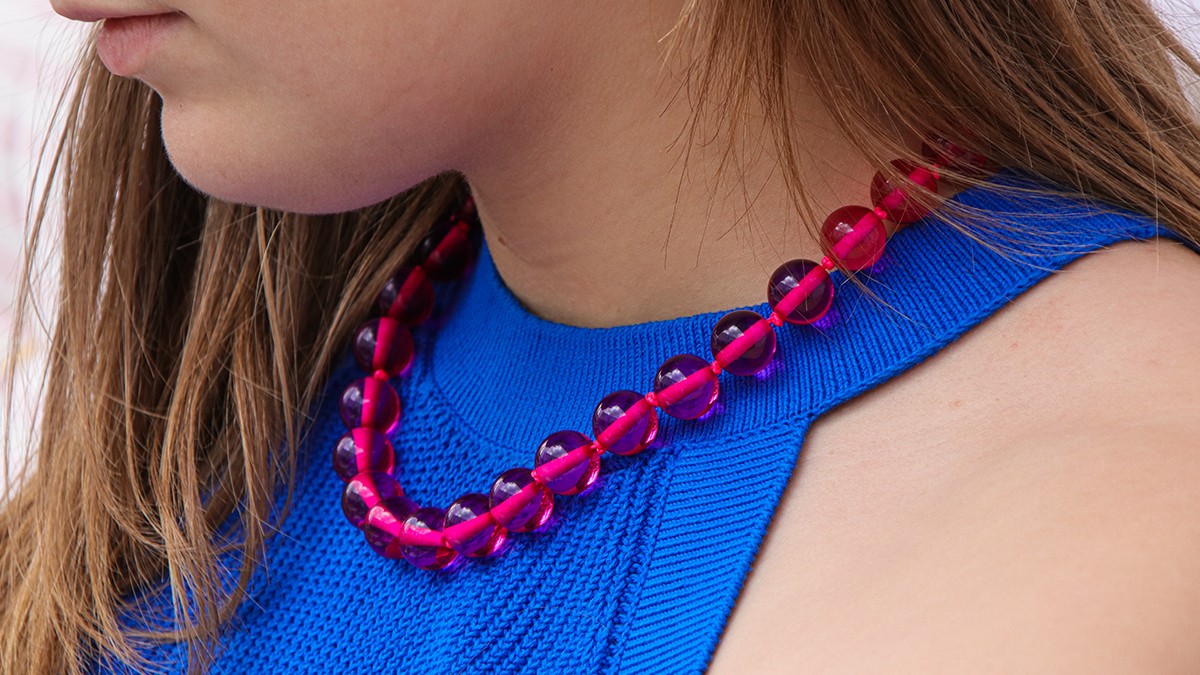 Schema Tuto fai da te - Collana di perle rosa grandi con filo fluorescente Linhasita Schema Tuto fai da te - Collana di perle rosa grandi con filo fluorescente Linhasita