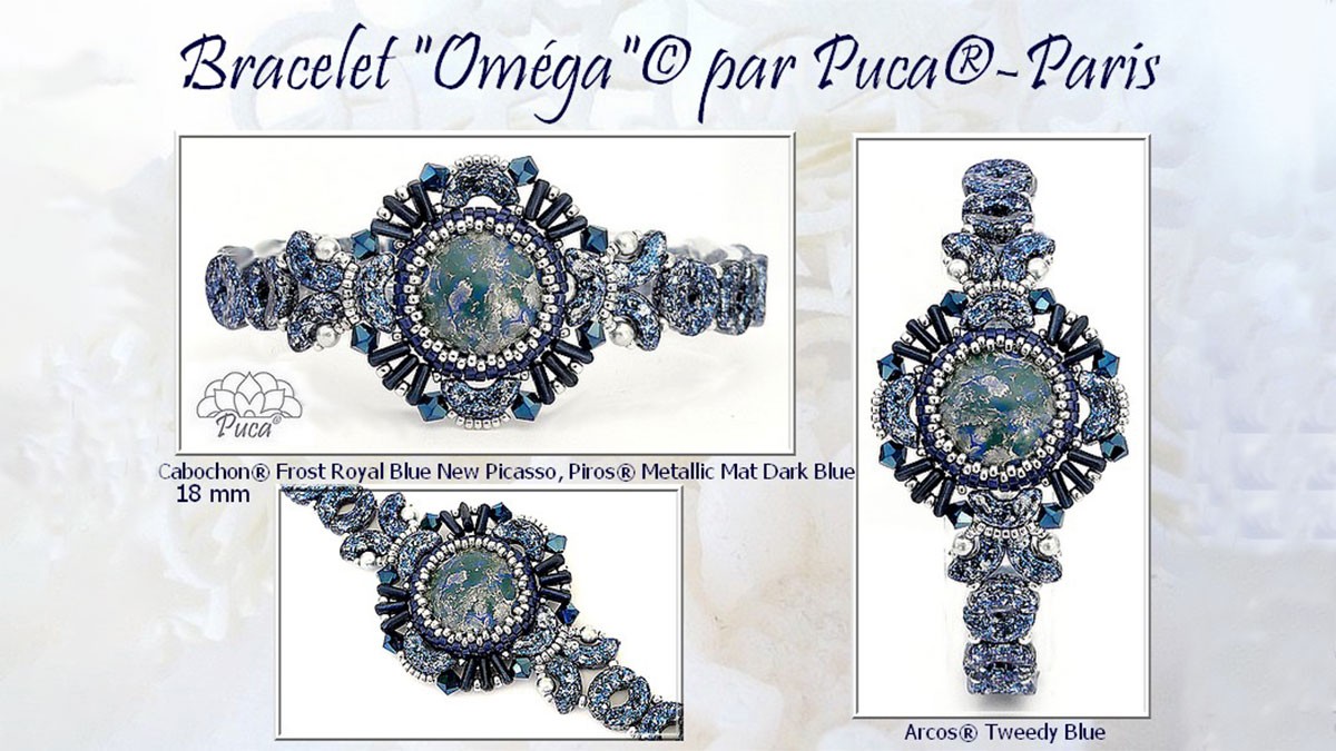 Schema Bracciale Omega con cabochon di Puca Schema Bracciale Omega con cabochon di Puca