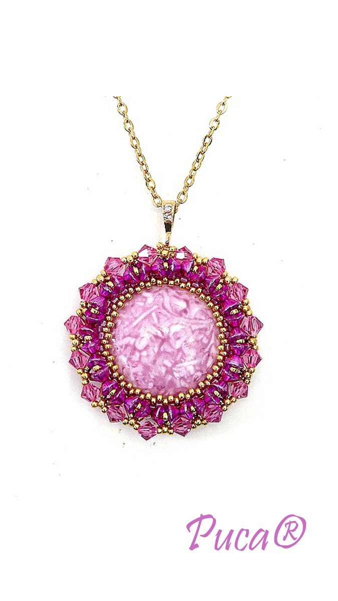 Schema Medaglione Pompadour con perle di Puca® diagramma