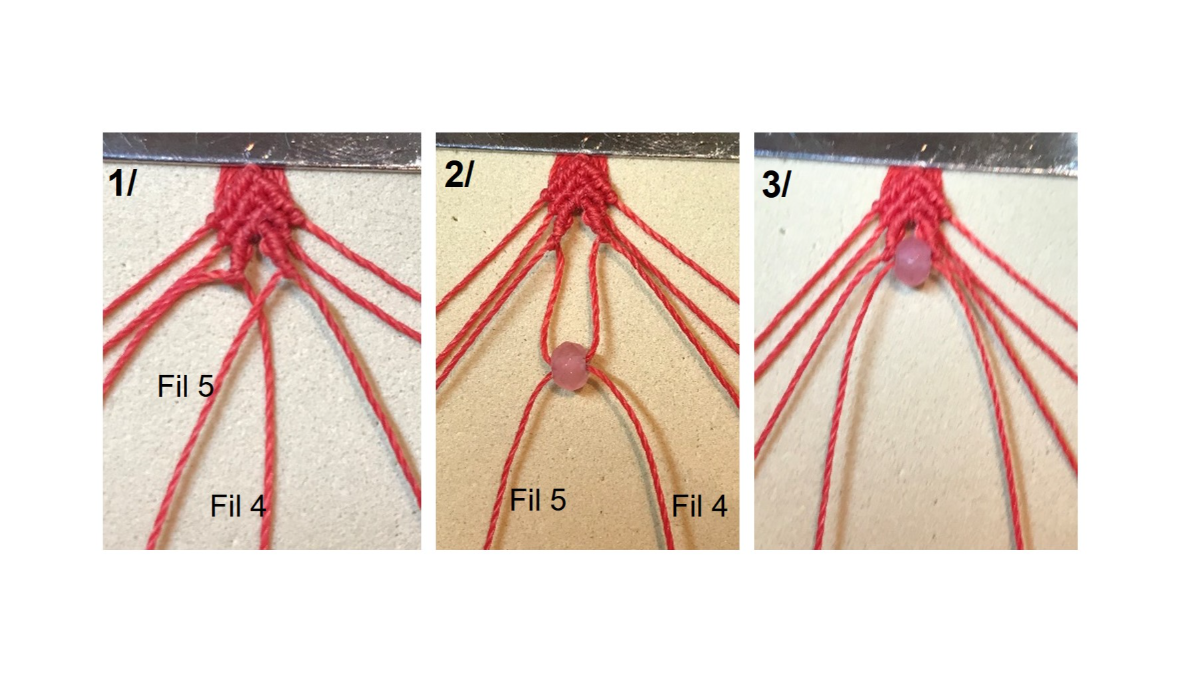 Bracciale in micro-macramè e pietre preziose : Tappa 16