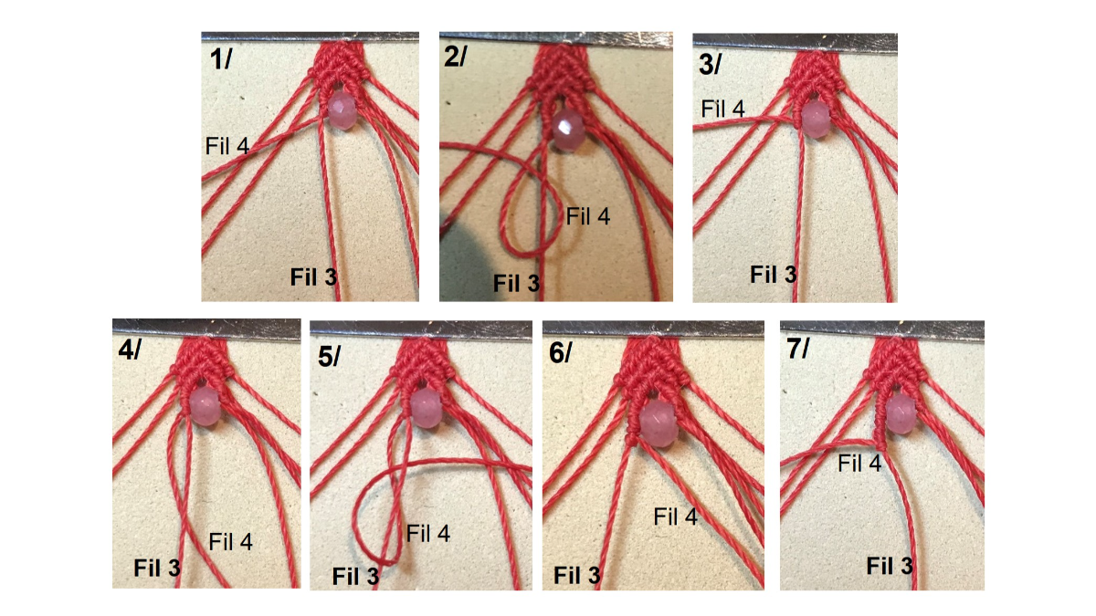 Bracciale in micro-macramè e pietre preziose : Tappa 17