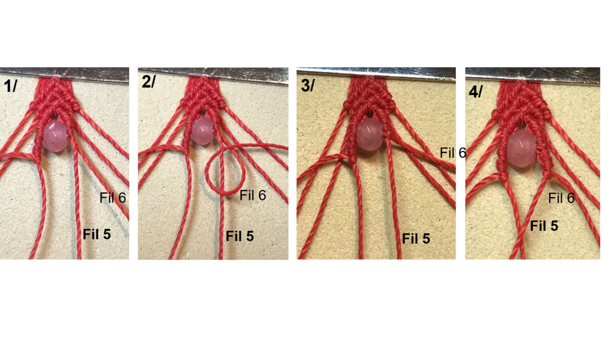 Bracciale in micro-macramè e pietre preziose : Tappa 18