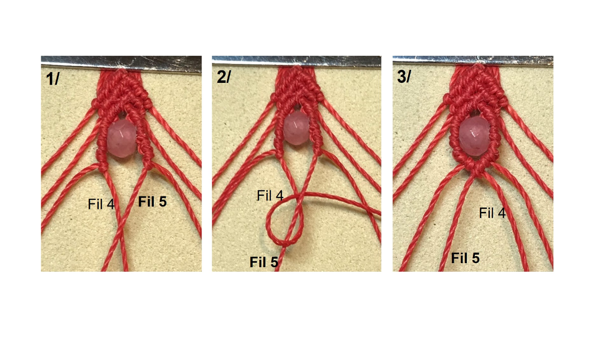 Bracciale in micro-macramè e pietre preziose : Tappa 19