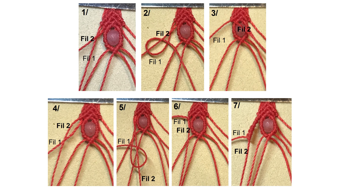 Bracciale in micro-macramè e pietre preziose : Tappa 20