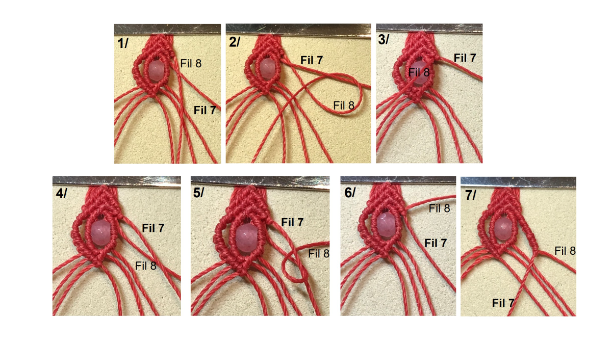 Bracciale in micro-macramè e pietre preziose : Tappa 22